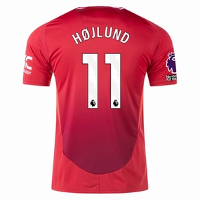 adidas Manchester United Rasmus H?jlund Home Jersey w/ EPL   No Room For Racism 24/25 (MUFC Red) Pulse Fit