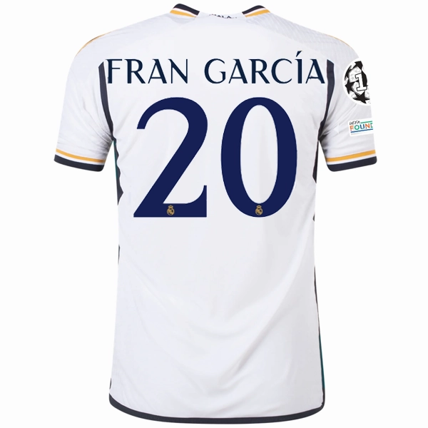 Flexible Collar System adidas Real Madrid Authentic Fran Garcia Home Jersey w/ Champions League   Club World Cup Patches 23/24 (White)