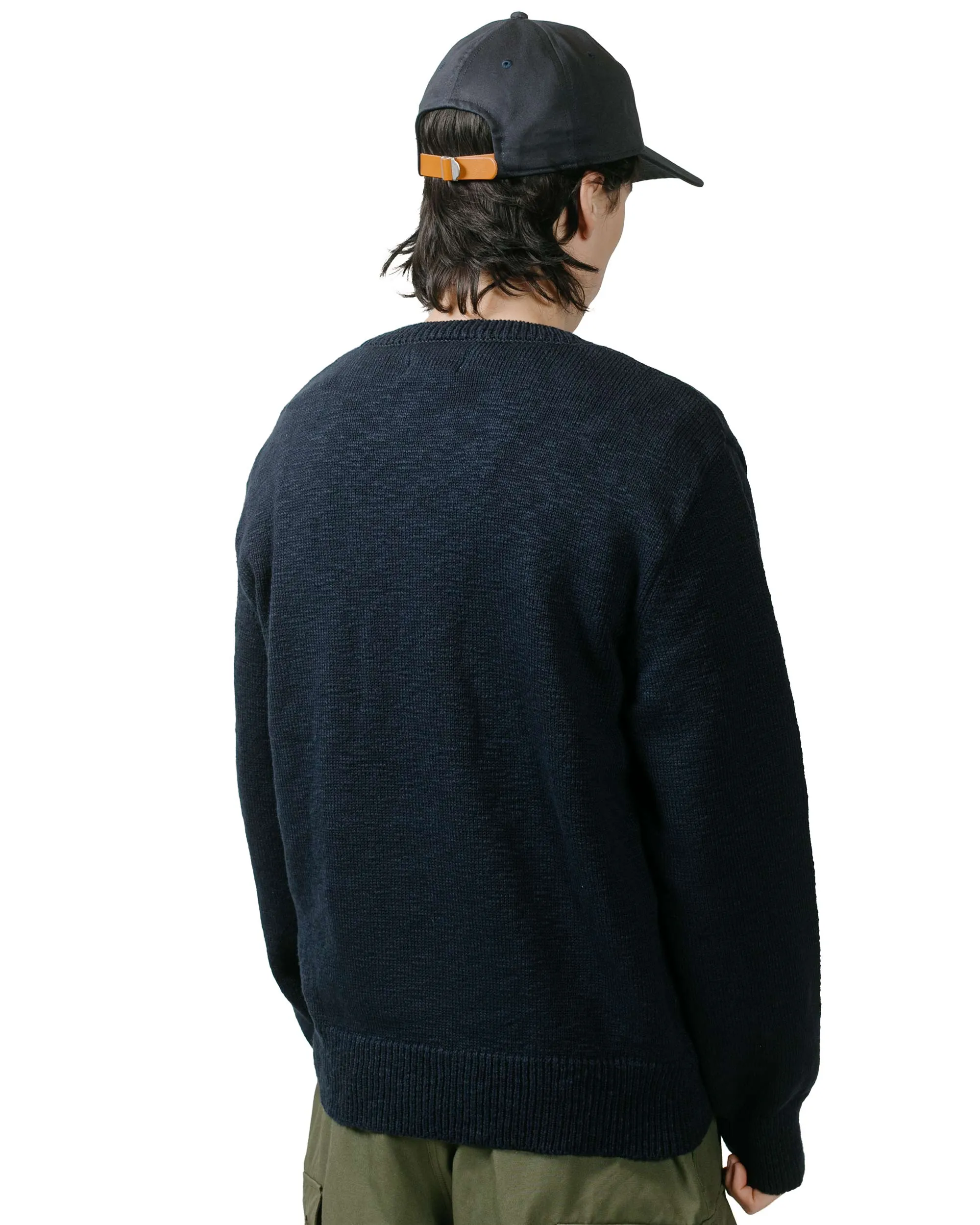 The Real McCoy's MC23014 Cotton Crewneck Sweater Ink Blue product sporty style statement Winter Layer