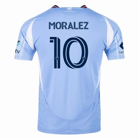 adidas Maximiliano Moralez New York City FC Authentic Home Jersey 25/26 w/ MLS Patches (Bahia Light Blue) Match Look Zero Slip Inner Layer