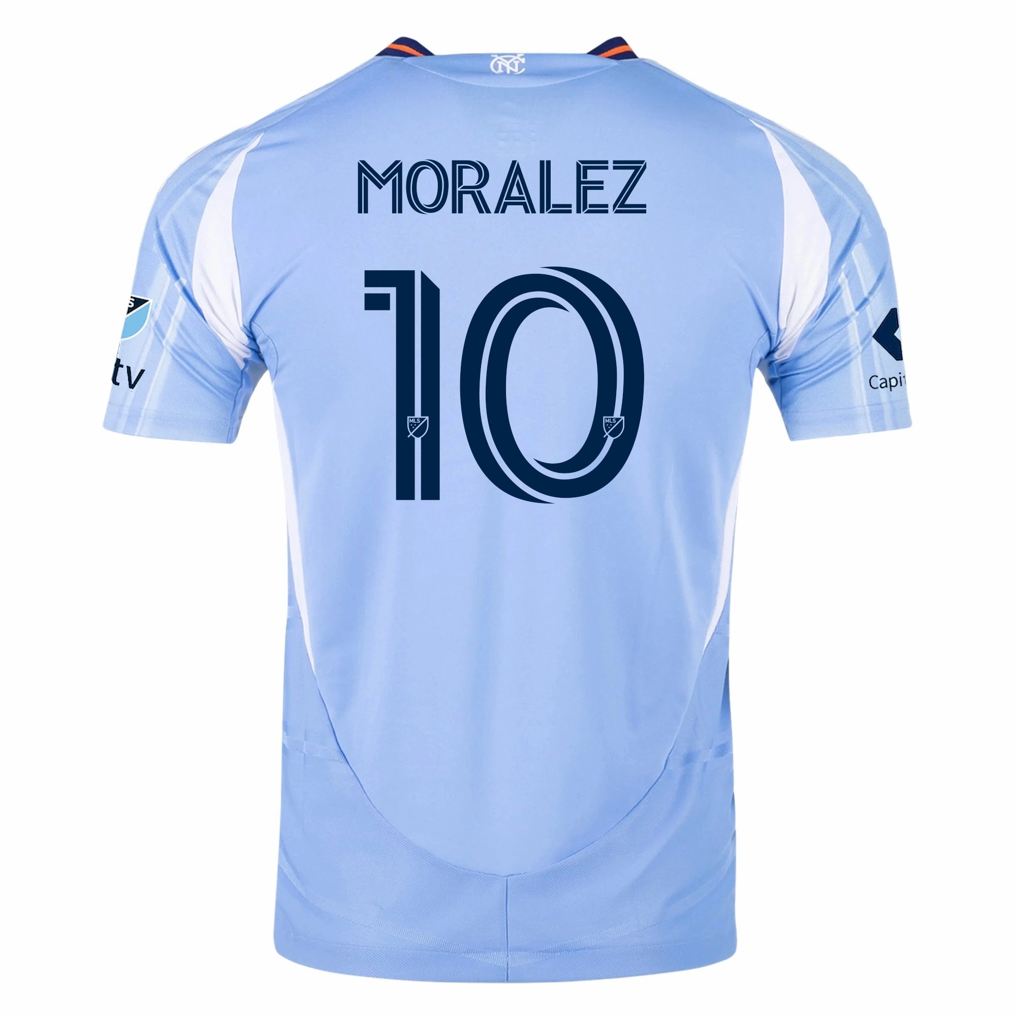 adidas Maximiliano Moralez New York City FC Authentic Home Jersey 25/26 w/ MLS Patches (Bahia Light Blue) Motion Flex Ultra Soft Weave