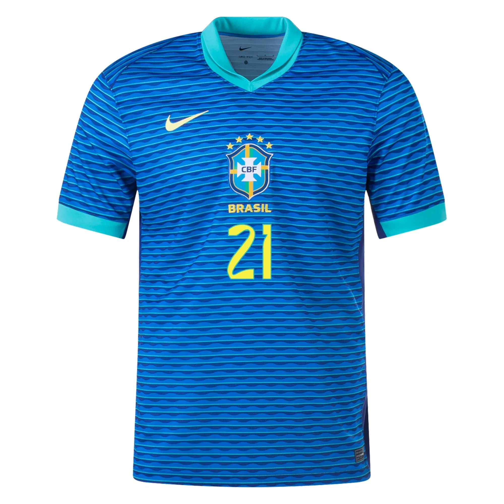 Nike Mens Brazil Endrick Away Jersey 24/25 (Soar/Dynamic Yellow) Wicking Interceptor Fabric
