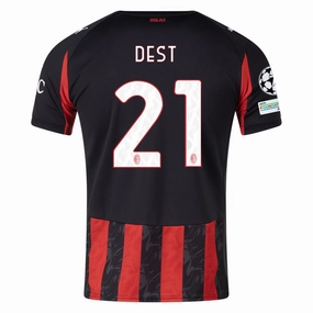 Puma Dest Men's AC Milan Home Jersey w/ Champions League Patches 25/26 (Red/Black) Sporty Outfit