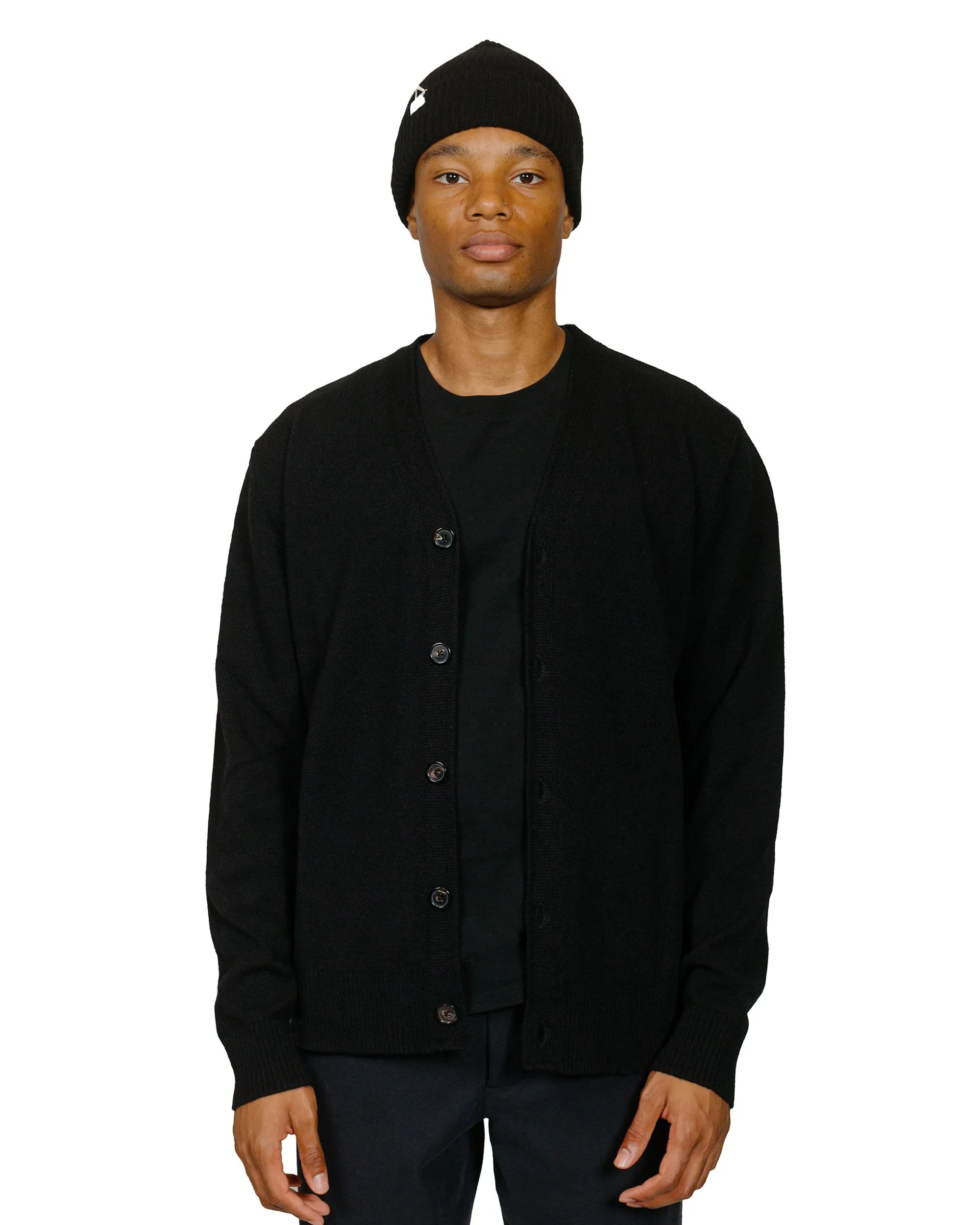 Norse Projects Standard Merino Lambswool Cardigan Black shiny accents product sporty appeal