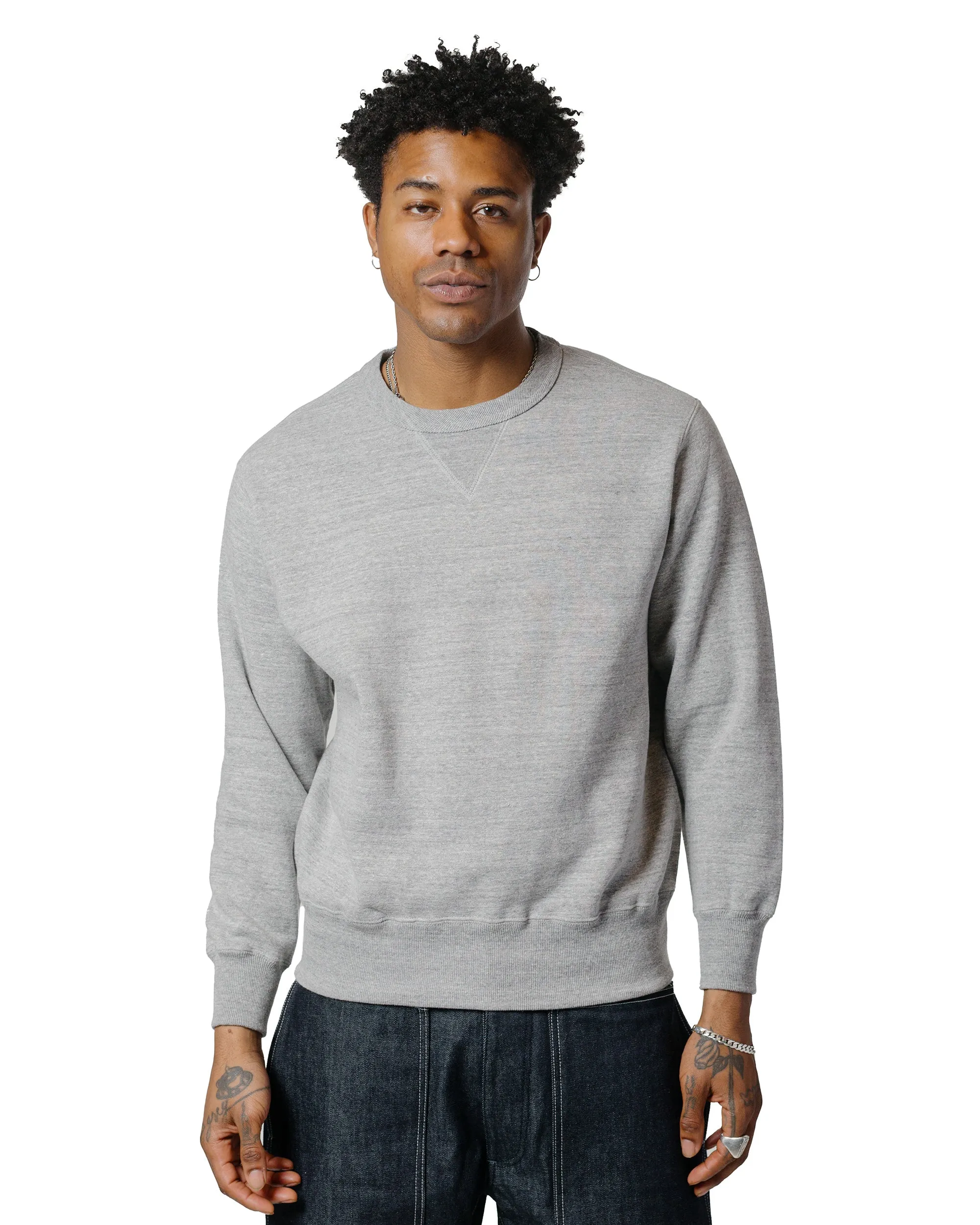 The Real McCoy??s MC24113 10 Oz. Loopwheel Crewneck Sweatshirt Gray Durable Build