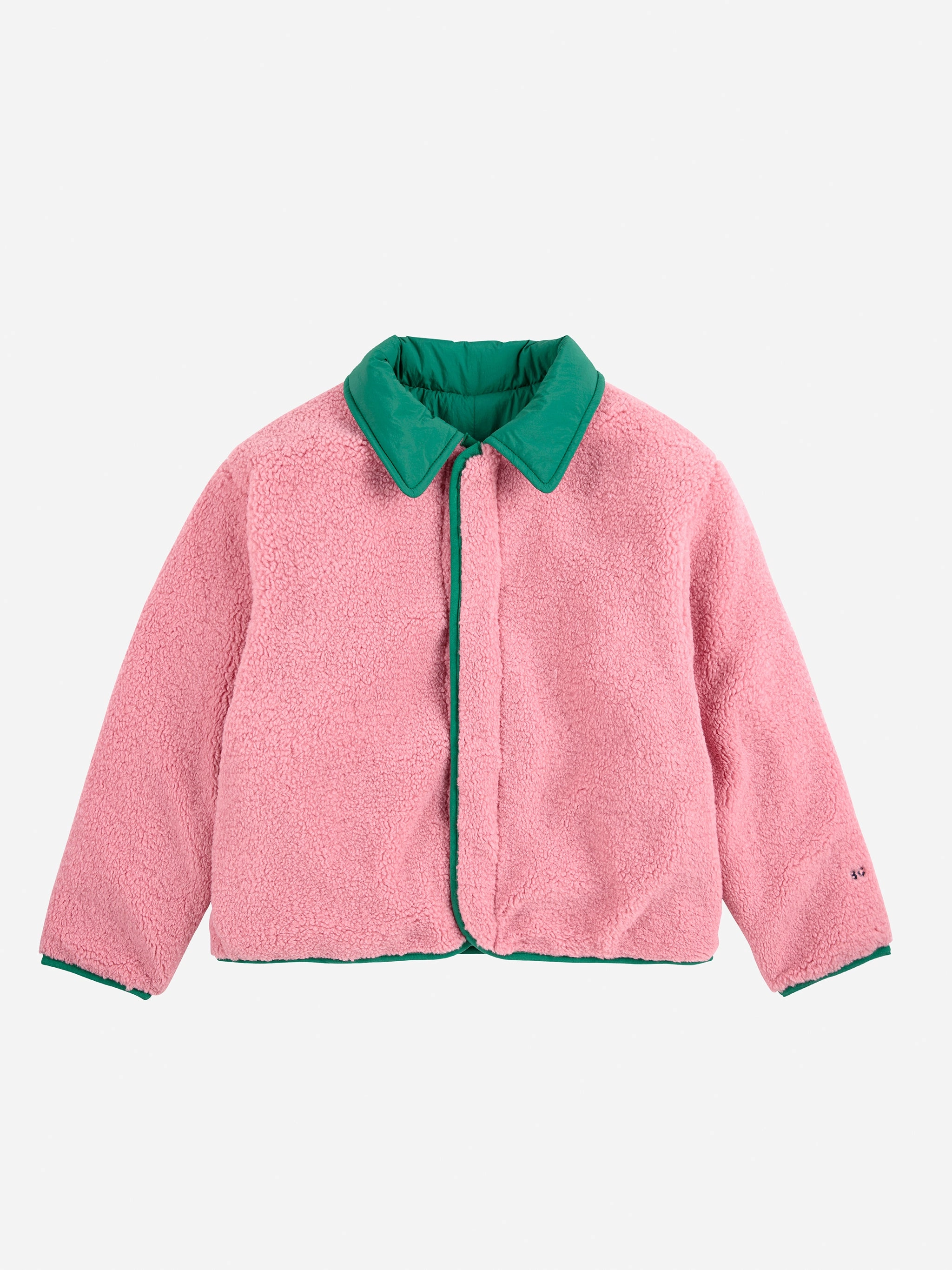 Bobo Choses Clover reversible sheepskin jacket, Green Seamless Stitching Softshell Construction