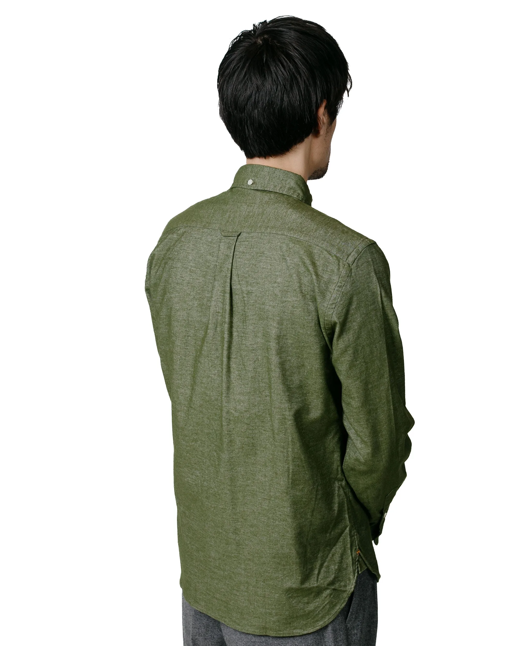 Beams Plus B.D. Flannel Solid Olive Timeless Classic
