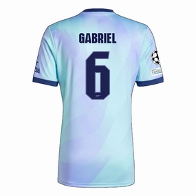 Non Chafe Stitching Knit Grid Mesh adidas Arsenal Gabriel Third Jersey w/ Champions League Patches 24/25 (Clear Aqua/Light Flash Purple)