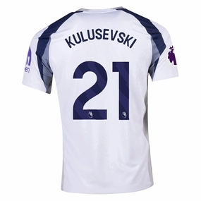Performance Stretch Variable Density Knit Nike Kulusevski Tottenham Hotspurs Home Jersey w/ EPL   No Room For Racism Patch 25/26 (White/Iron/Binary Blue)