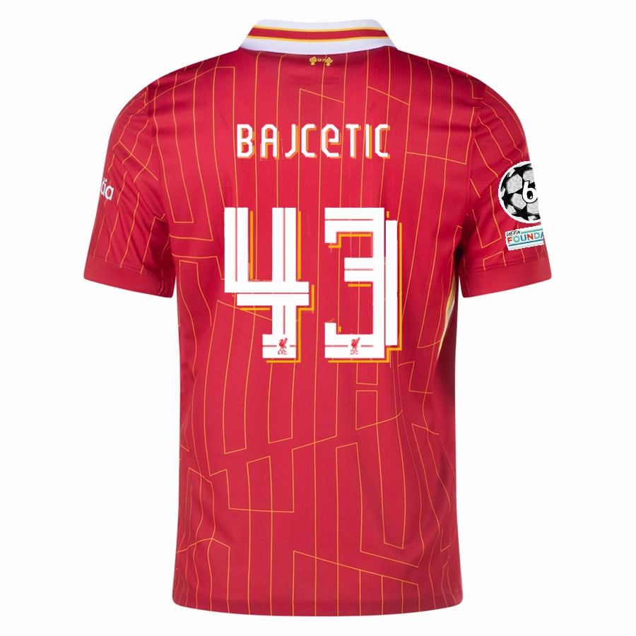 Wind Resistant Barrier Nike Liverpool Stefan Baj?eti? Home Jersey w/ Champions League Patches 24/25 (Gym Red/Chrome Yellow)