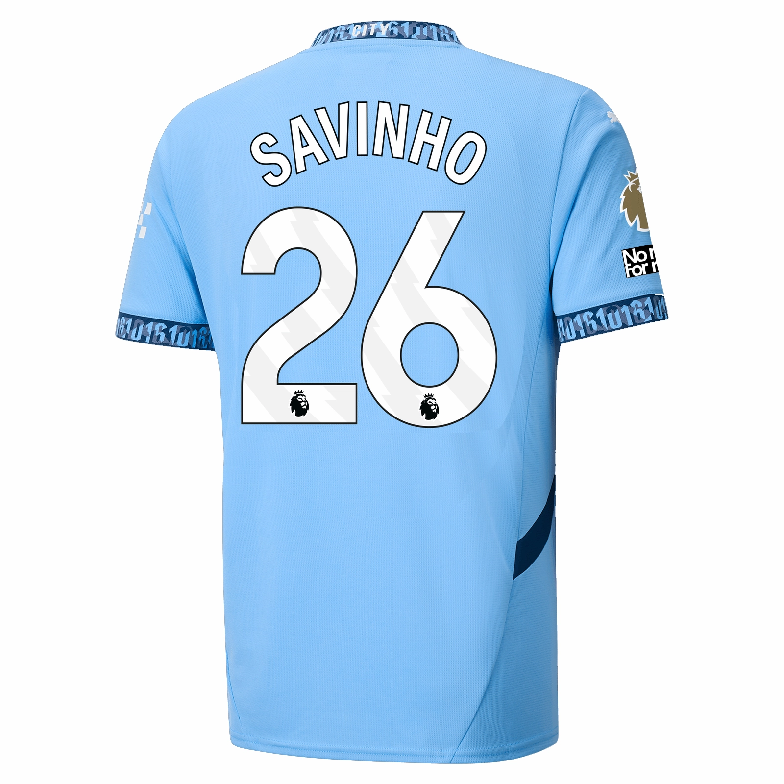 Cooling mesh Mesh Panel Placement Puma Manchester City Savinho Home Jersey w/ EPL   No Room For Racism   Club World Cup Patches 24/25 (Team Light Blue/Marine Blue)