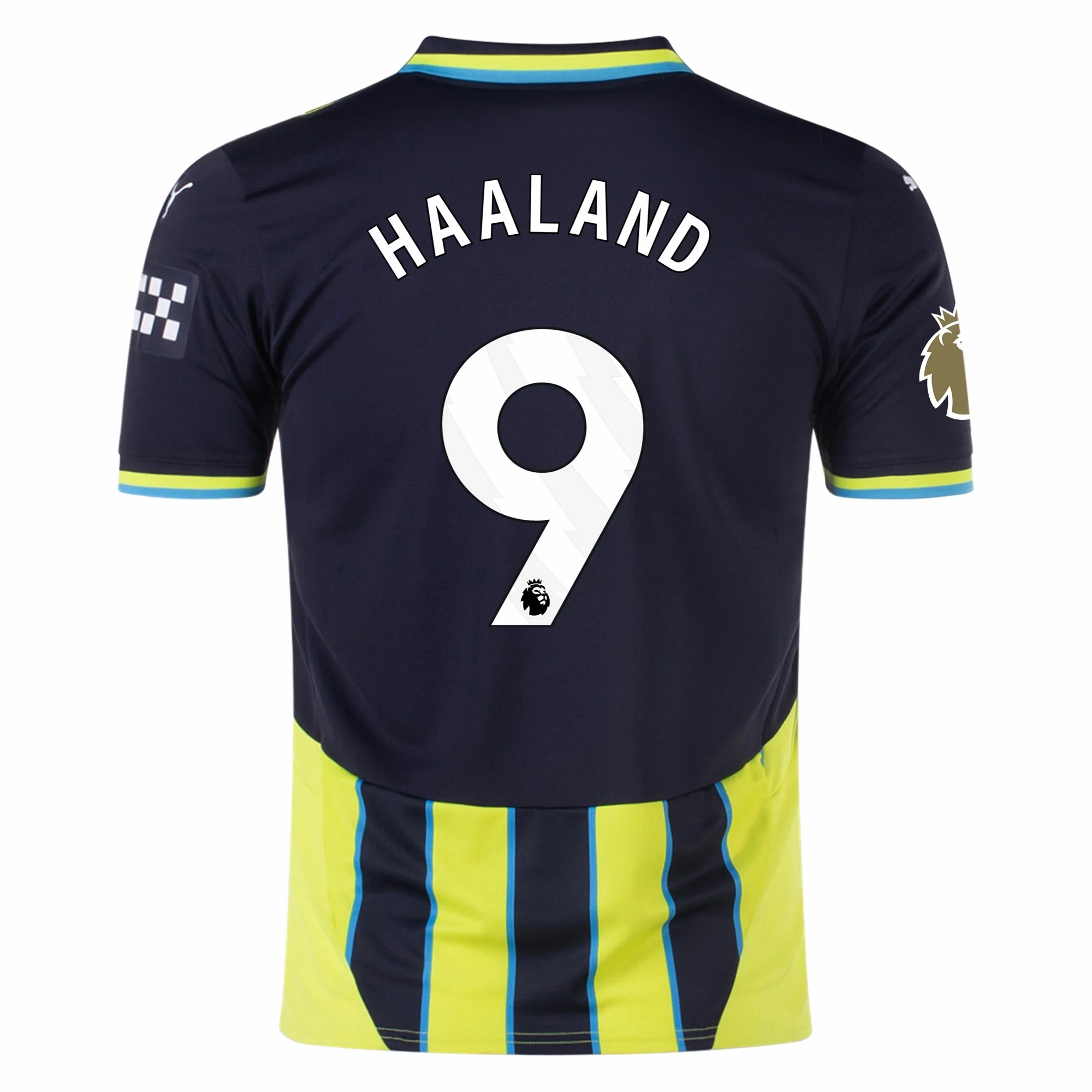 Casual Vibes Puma Manchester City Erling Haaland Away Jersey w/ EPL   Club World Cup Patch 24/25 (New Navy/Yellow Glow)
