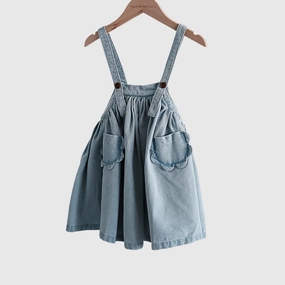 Mes Kids Des Fleurs Overall Dress, Blue Travel Option Fitted Style