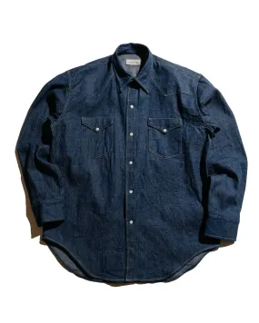 Coh??rence Abiquiu 10oz Logger Selvedge Denim Shirt Indigo Cuffed hem Trendsetter Choice