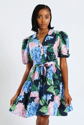 Beach Moment Collared Belted Tiered Shirt Dress - Multi