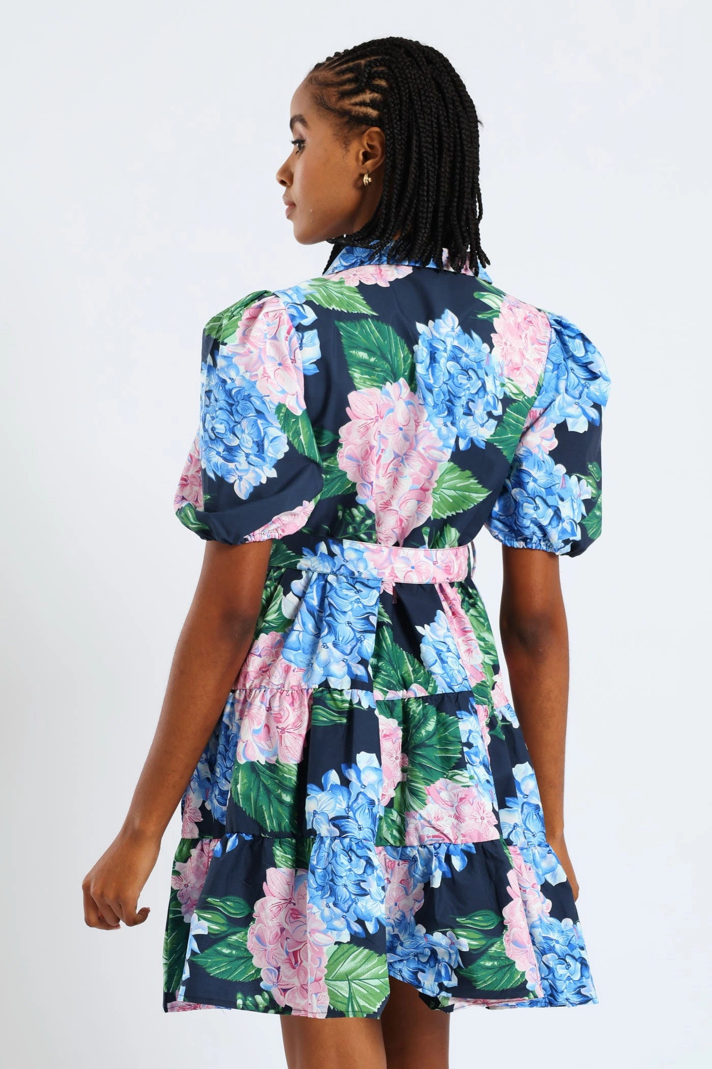 Collared Belted Tiered Shirt Dress - Multi Lounge Fit Fashion Daily