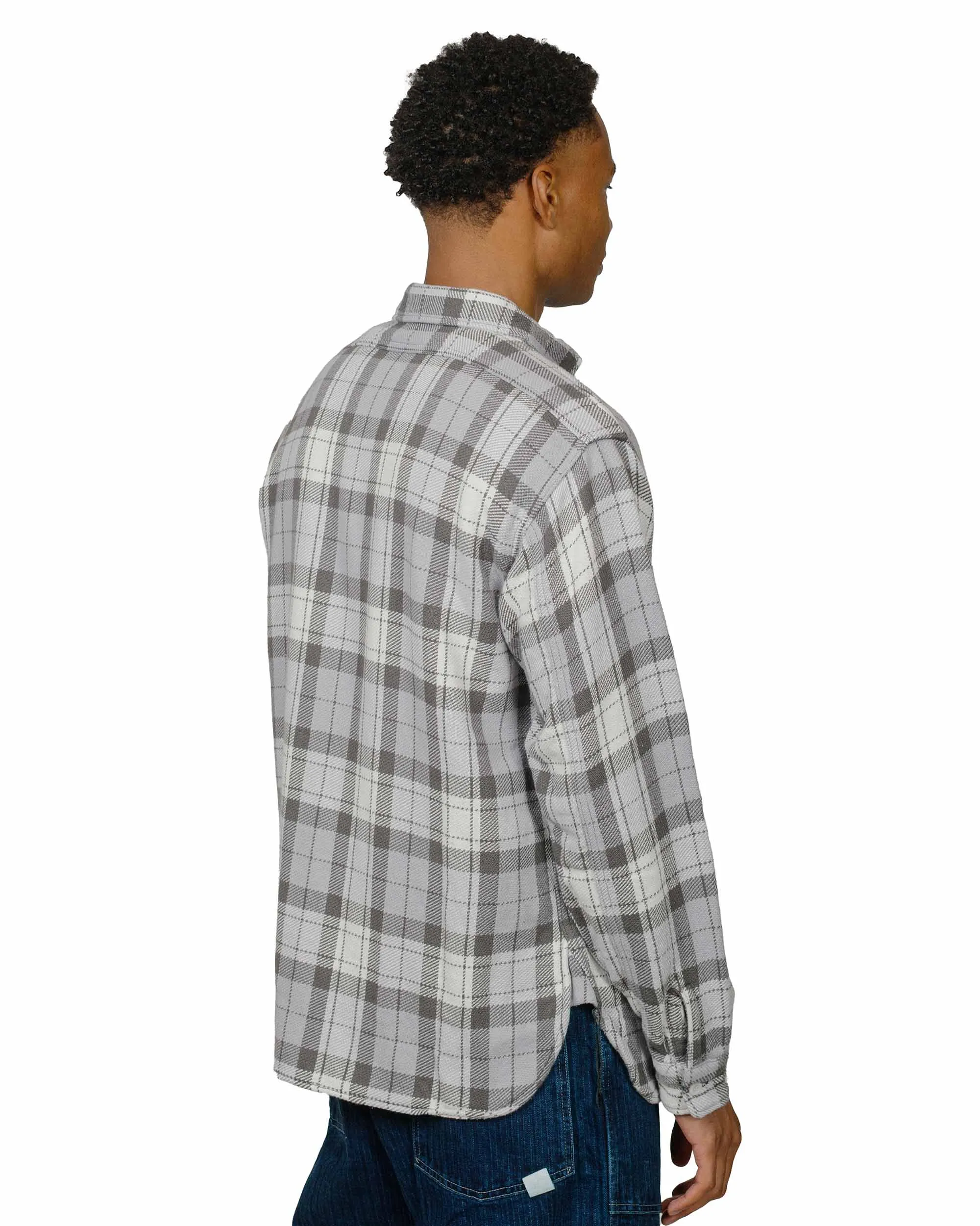 The Real McCoy's MS24007 8HU Block Check Summer Flannel Shirt Snow Gray Festival Outfit