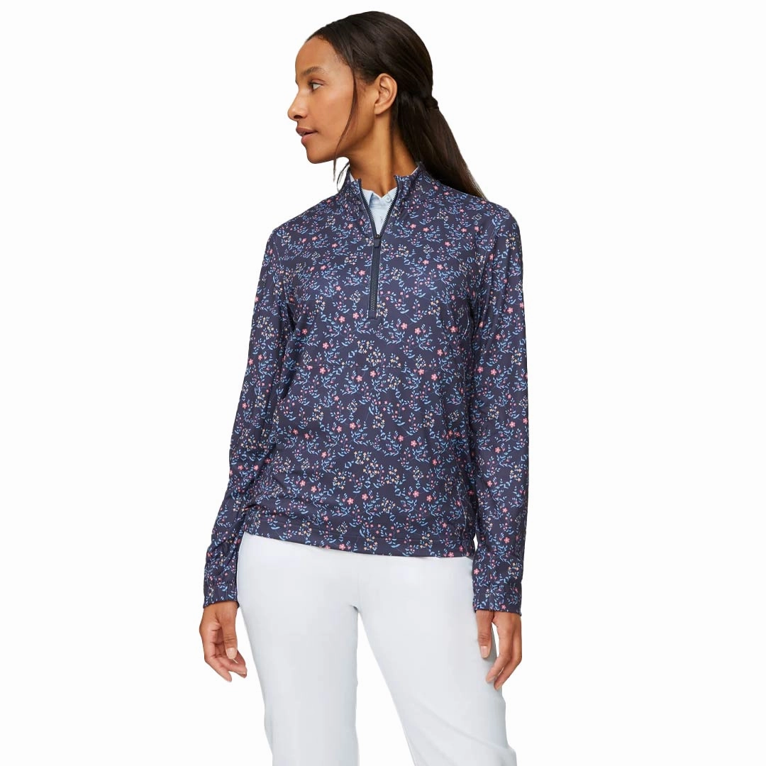 Athletic Motion Sweat Wicking Technology Puma - Women's Micro Floral Cloudspun 1/4 Zip (539100 02)
