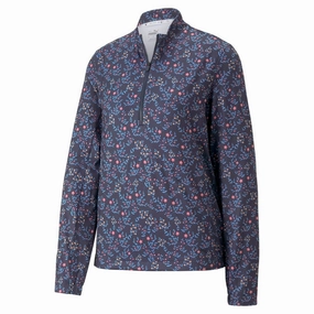 No Slip Grip Anti Static Treatment Puma - Women's Micro Floral Cloudspun 1/4 Zip (539100 02)
