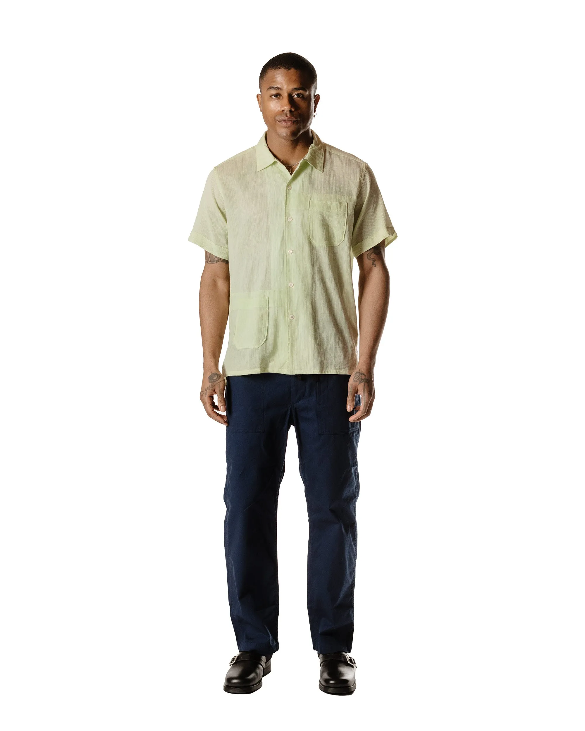 Soft Texture Engineered Garments Camp Shirt Lime Cotton Crepe