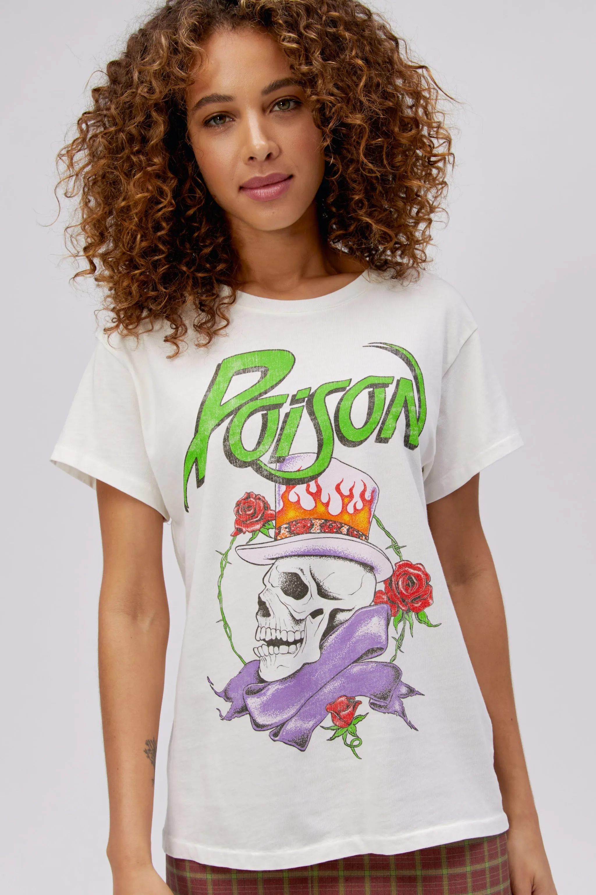 TearResistant Seamless Sleeve Construction DayDreamer "Poison Joker Flush " T-Shirt W - Vintage White