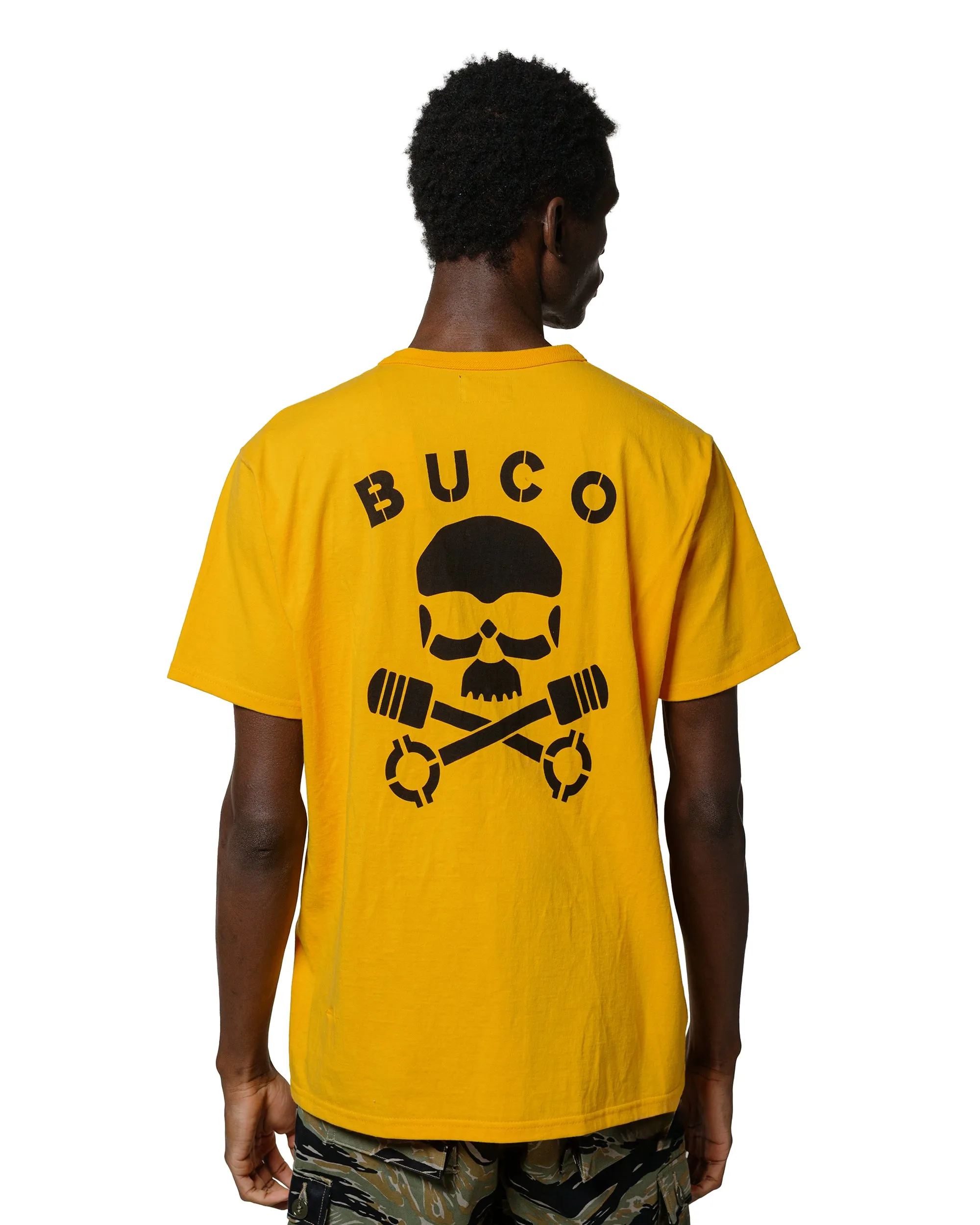 The Real McCoy's BC25003 Buco Tee / Skull Piston Yellow Garment Dyed Technique