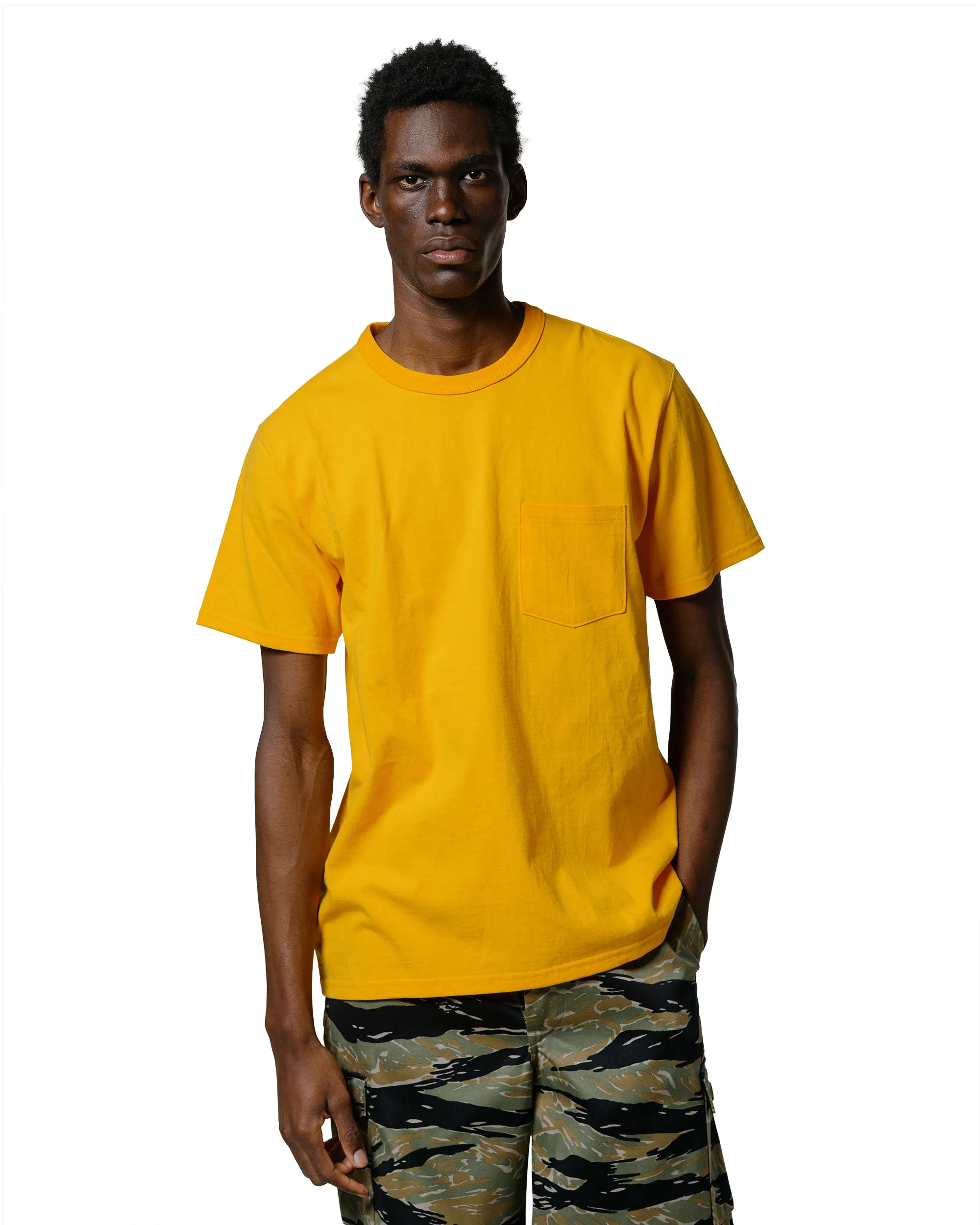 The Real McCoy's BC25003 Buco Tee / Skull Piston Yellow Travel Ready Eco friendly materials