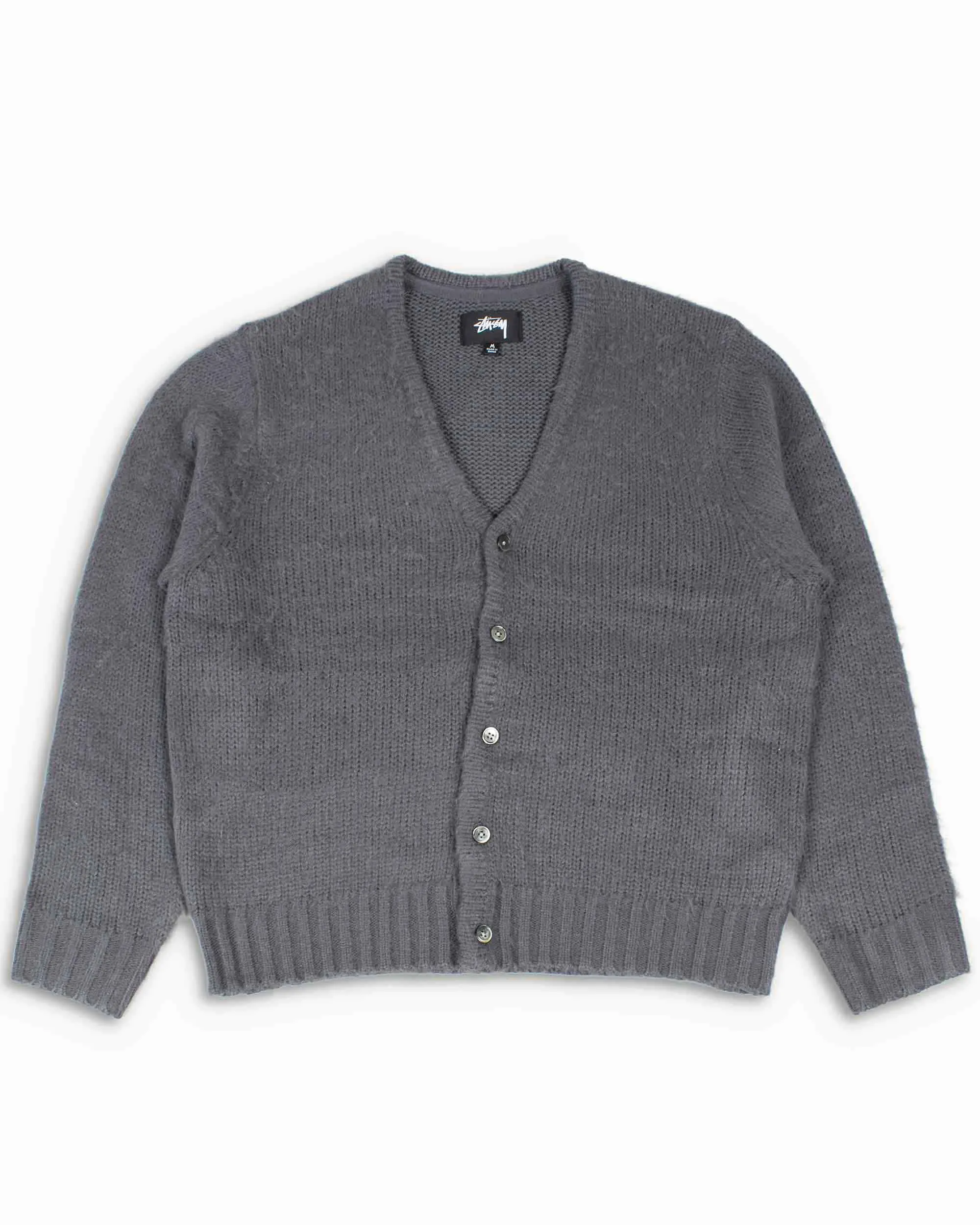 Checkered St??ssy Brushed Cardigan Charcoal