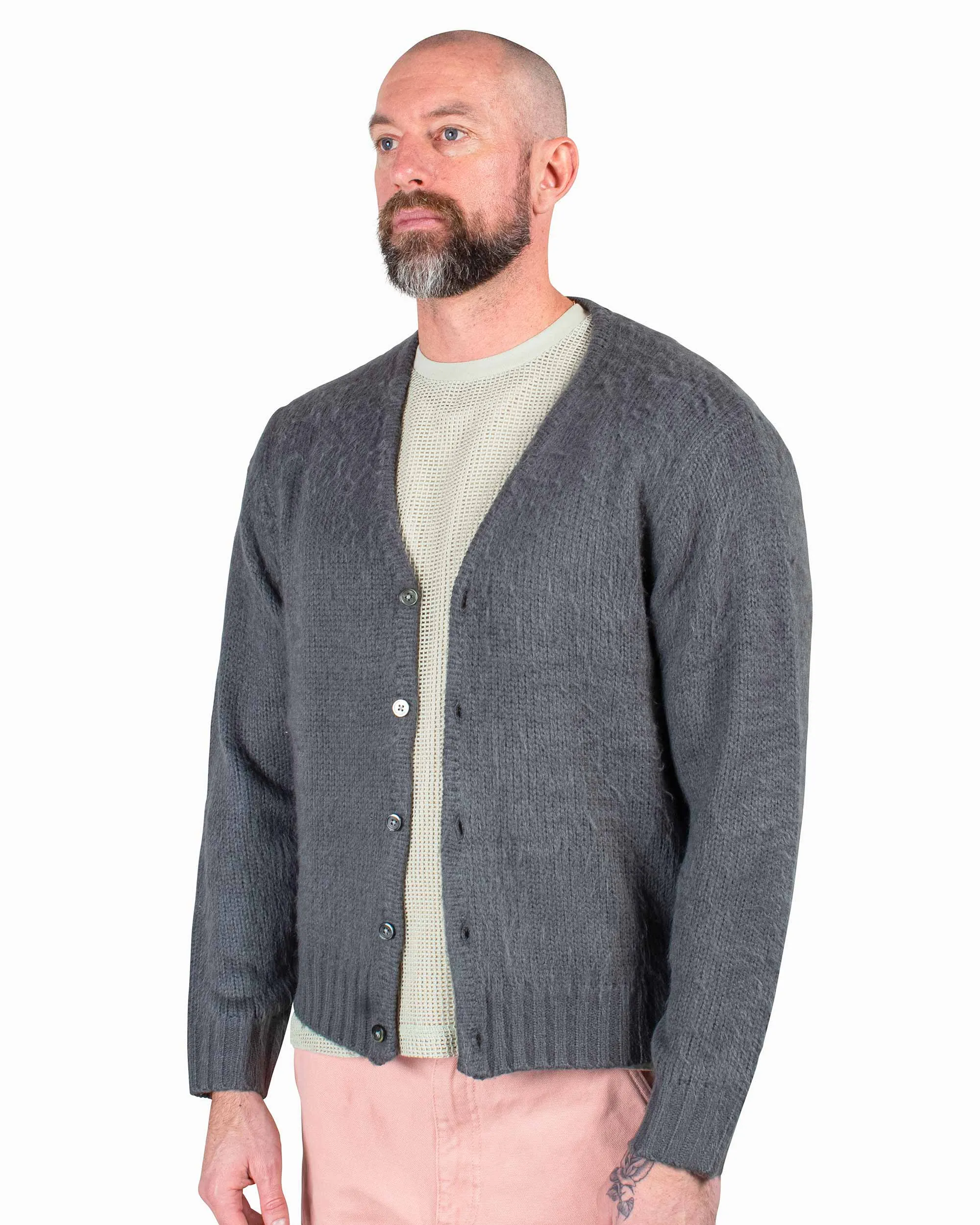 St??ssy Brushed Cardigan Charcoal Urban Comfort City Casual