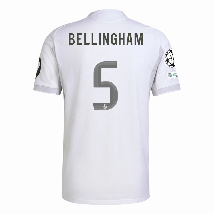 Weightless Layer Non Irritating Fabric adidas Jude Bellingham Real Madrid 25/26 Home Jersey w/ Champions League Patches (White)