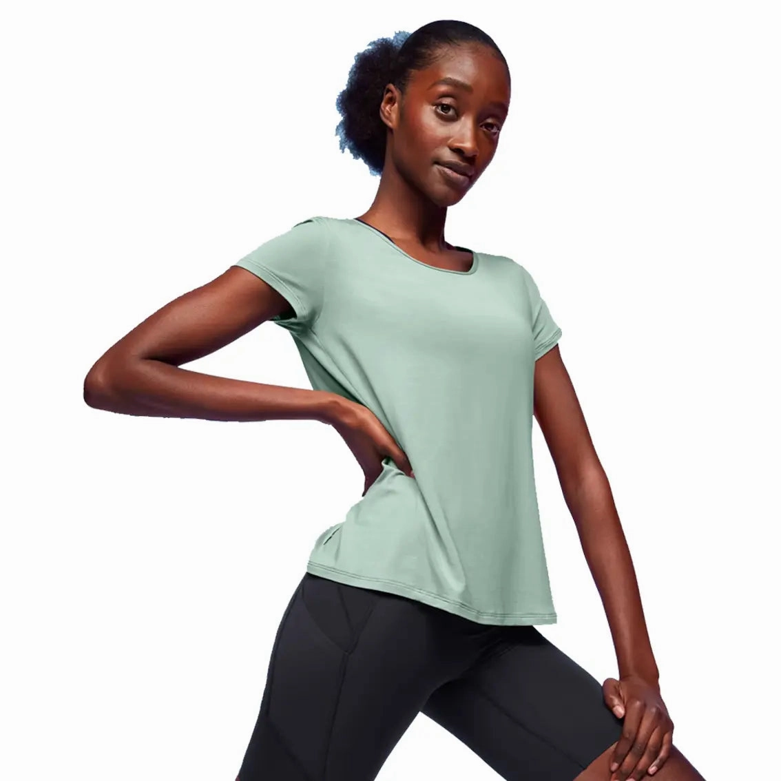 Womens On Running Active T Breathe - Moss SunProtectionFabric black friday