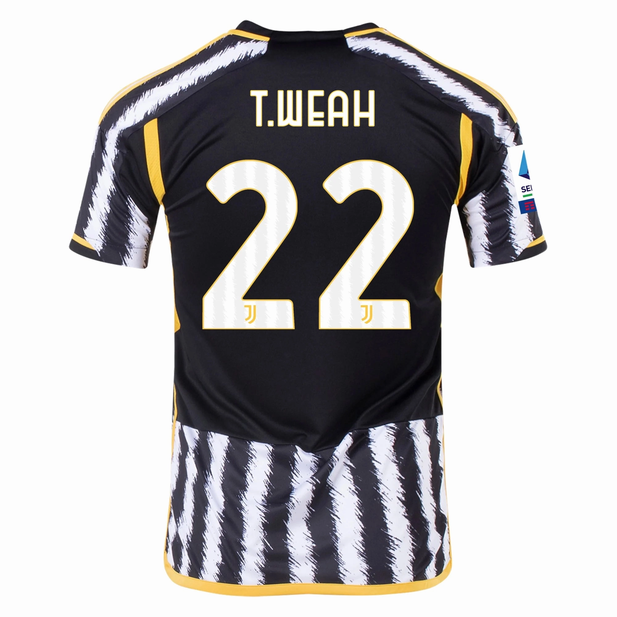adidas Weah Juventus Home Authentic Jersey 23/24 w/ Serie A Patch (Black/White) Durable Recycled Blend City Active
