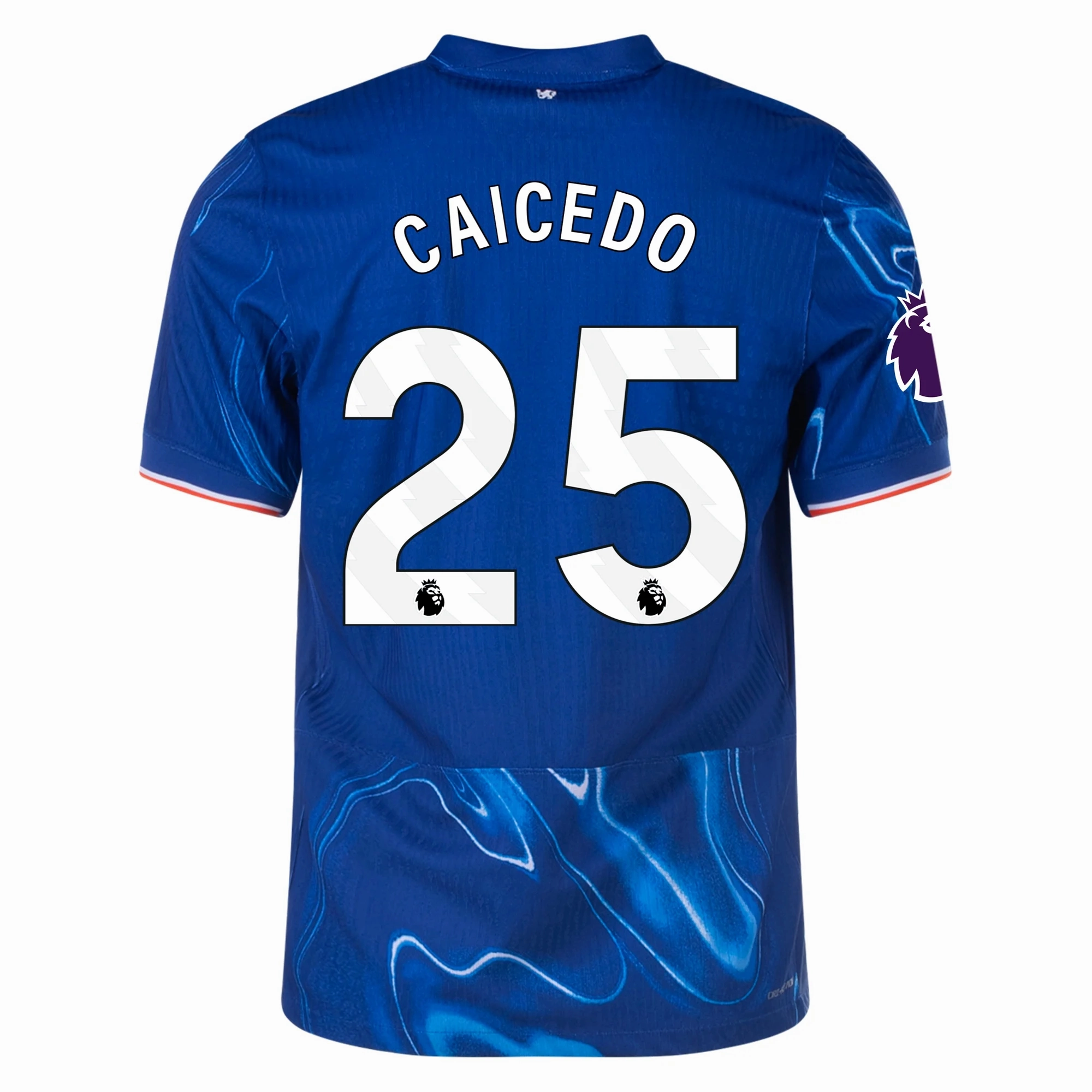 Nike Chelsea Authentic Moises Caicedo Home Jersey w/ EPL Patch 24/25 (Rush Blue/Team Orange) Fitted Look
