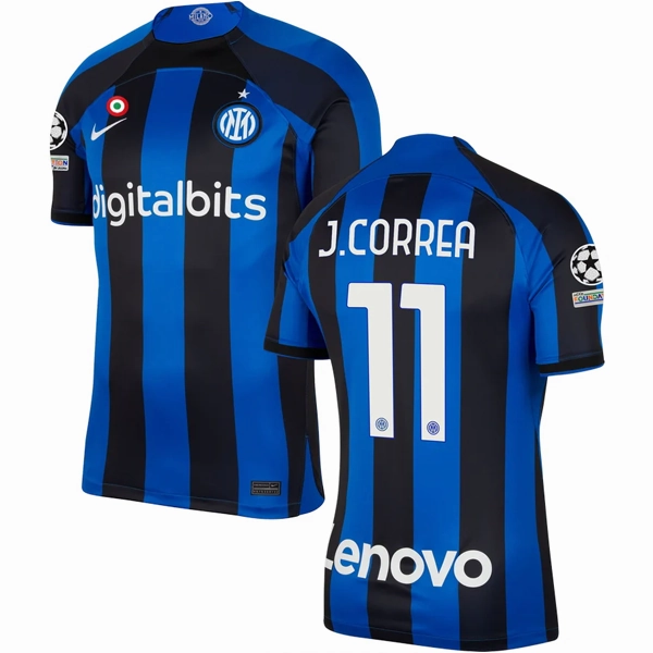 Heat Transfer Graphics Nike Inter Milan Correa Home Jersey w/ Champions League Patches 22/23 (Lyon Blue/Black)