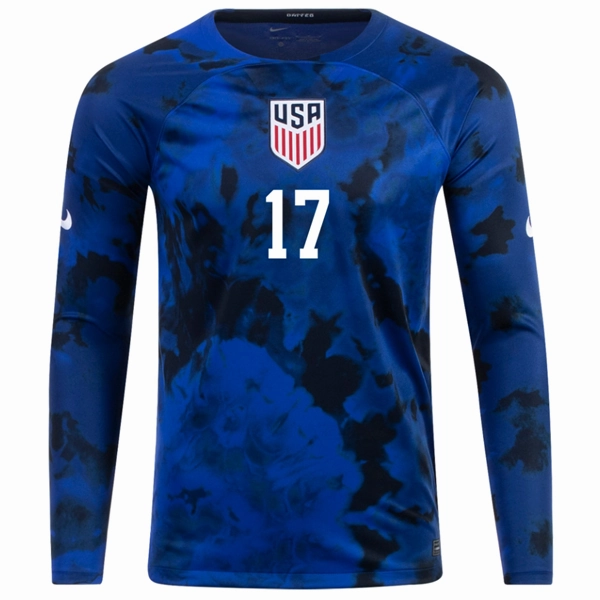 Lightweight Design Microfiber Blend Nike United States Jordan Pefok Long Sleeve Away Jersey 22/23 (Bright Blue/White)