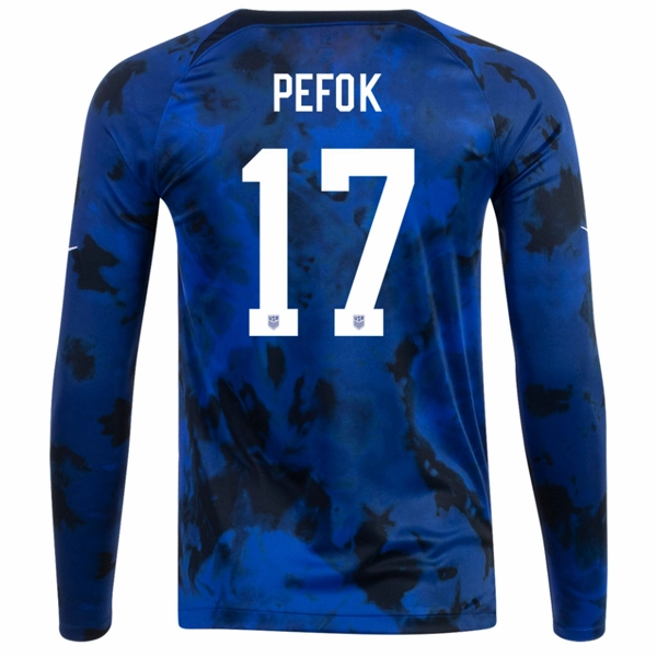 Airflow Channel Panels Nike United States Jordan Pefok Long Sleeve Away Jersey 22/23 (Bright Blue/White)