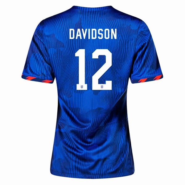 Moisture Control System Nike Womens United States Tierna Davidson 4 Star Away Jersey 23/24 w/ 2019 World Cup Champion Patch (Hyper Royal/Loyal Blue)