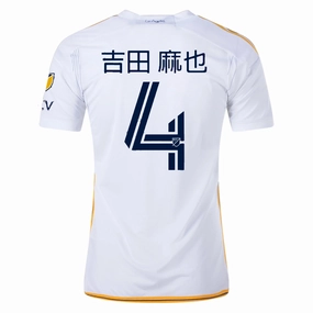 Crisp Details Versatile Apparel adidas LA Galaxy Maya Yoshida Home Jersey w/ MLS   Apple TV Patches 24/25 (White/Yellow/Navy)