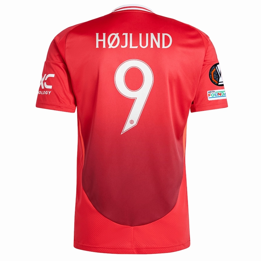 adidas Manchester United Rasmus H?jlund Home Jersey w/ Europa League Patches 24/25 (MUFC Red) Quick Release Moisture Transfer Comfort Plus
