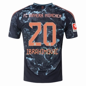 Tear Resistant Fabric Weave adidas Bayern Munich Arijon Ibrahimovi? Away Jersey w/ Bundesliga Patch 24/25 (Black/Copper/Blue)