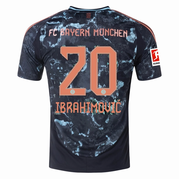 adidas Bayern Munich Arijon Ibrahimovi? Away Jersey w/ Bundesliga Patch 24/25 (Black/Copper/Blue) Friction control Grid Texture Fabric