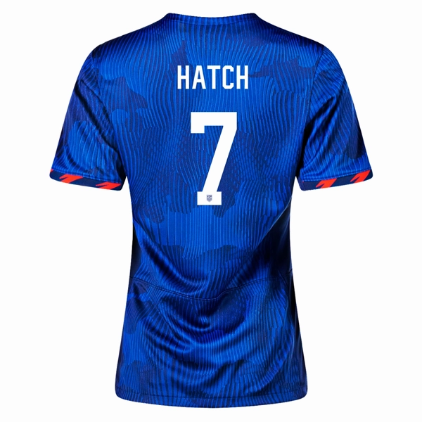 Nike Womens United States Ashley Hatch 4 Star Away Jersey 23/24 w/ 2019 World Cup Champion Patch (Hyper Royal/Loyal Blue) Reflective Safety Details Abrasion Resistant Surface