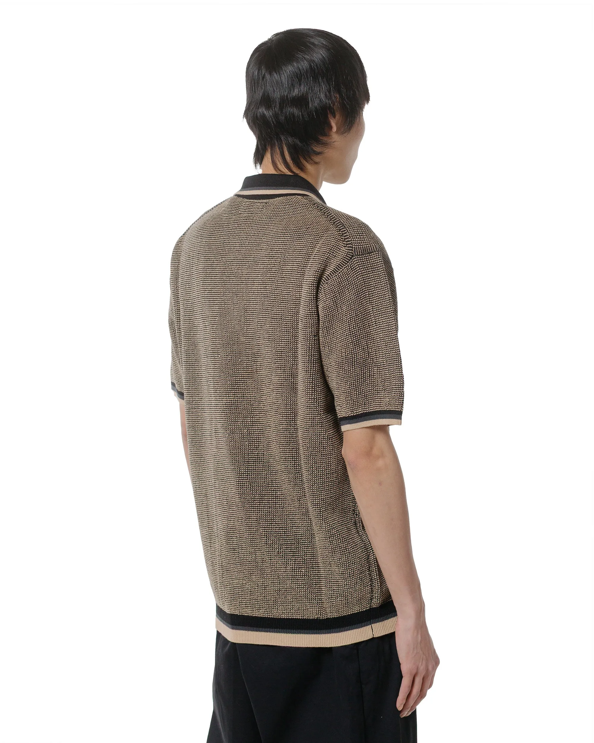 Beams Plus Zip Knit Polo Black Lounge Comfort Plaid Design