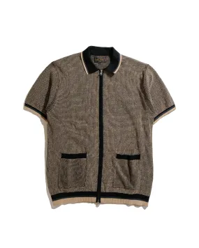 Roll-Up Sleeve Vibrant Colors Beams Plus Zip Knit Polo Black