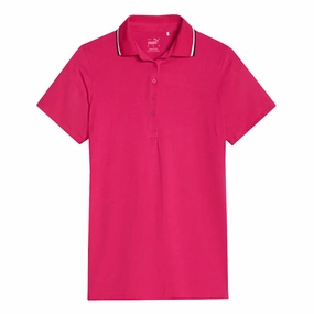 Contrast Binding Trim Puma - Women's Cloudspun Tipped Short Sleeve Polo (622155 08)