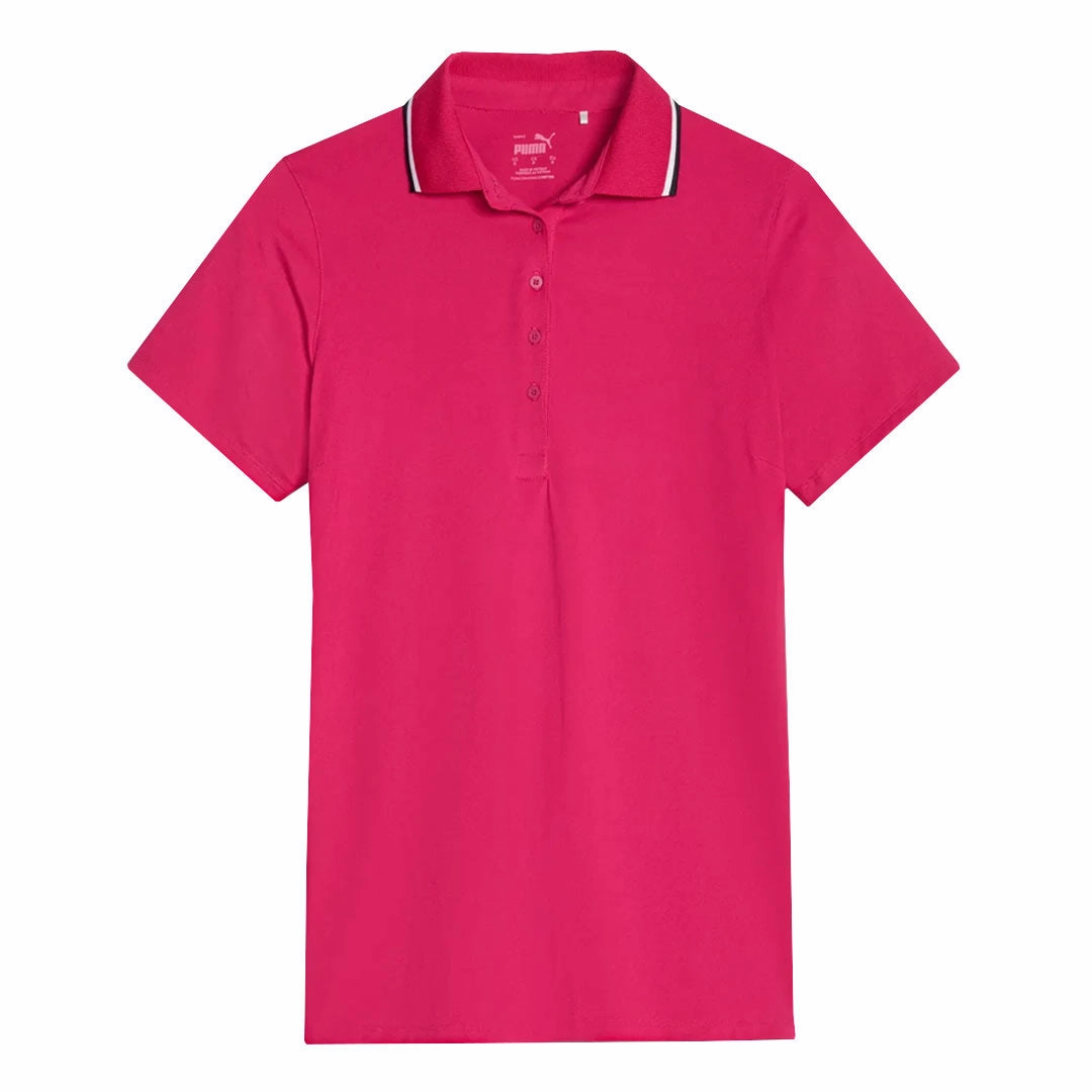 Contrast Binding Trim Puma - Women's Cloudspun Tipped Short Sleeve Polo (622155 08)