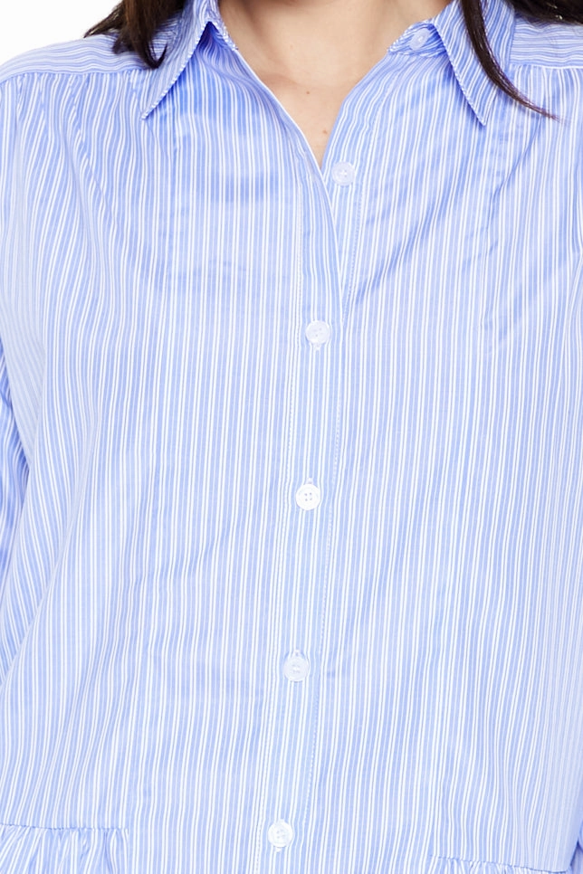 Striped Poplin Shirt Dress - Light Blue Comfort and style Trend Fit
