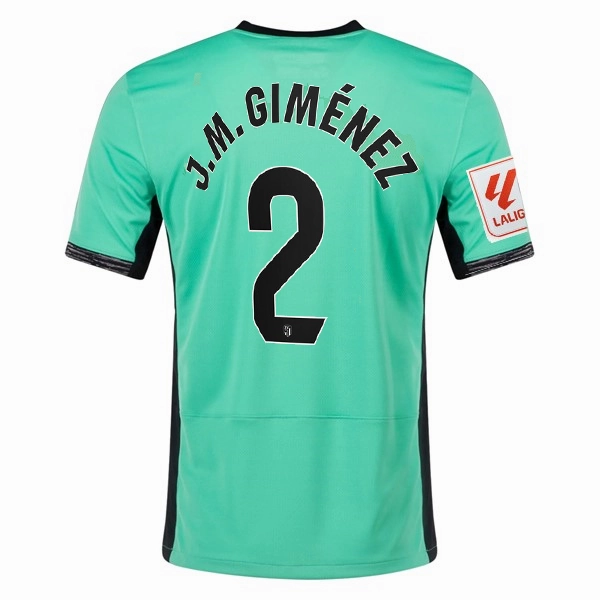 slim cut Nike Atletico Madrid Jos?? Mar??a Gim??nez Third Jersey w/ La Liga Patch 23/24 (Spring Green/Black)