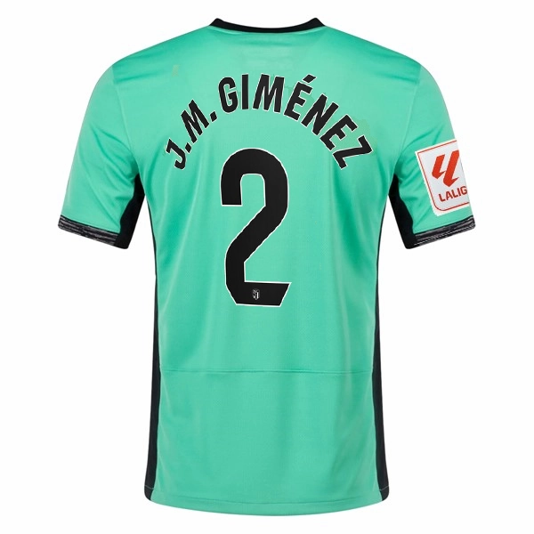 Comfort Driven Total Ease Nike Atletico Madrid Jos?? Mar??a Gim??nez Third Jersey w/ La Liga Patch 23/24 (Spring Green/Black)