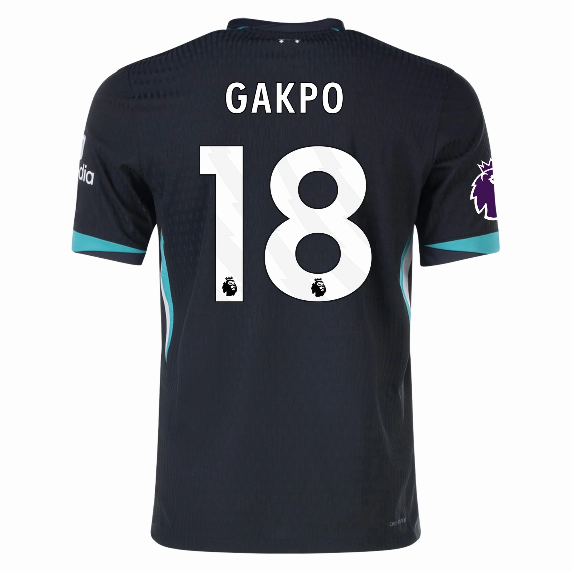 Dynamic Ergonomic Fit Nike Liverpool Authentic Cody Gakpo Away Jersey w/ EPL Patch 24/25 (Night Forest/Washed Teal)